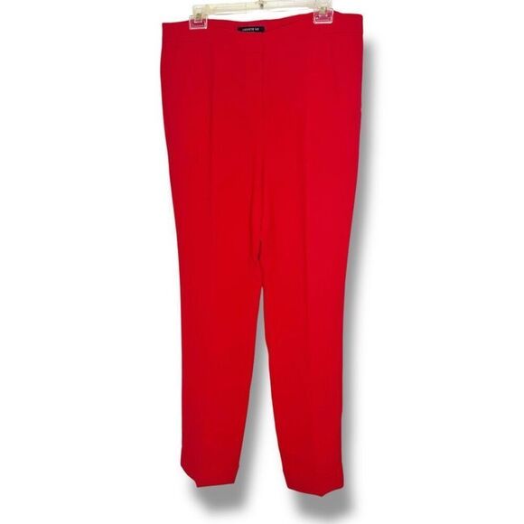 Lafayette 148 New York Red Crepe Clinton Cuffed Trouser Pants Women’s Size 8 - Picture 2 of 10